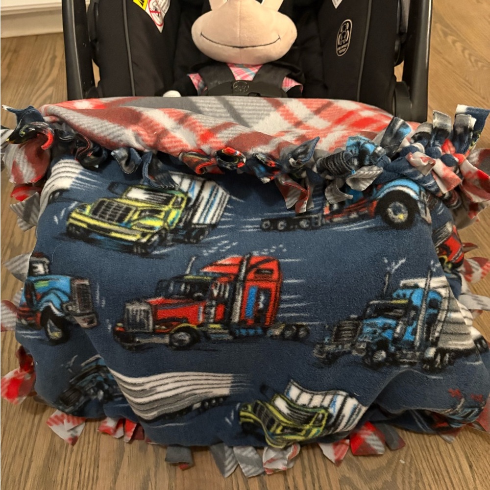 Kids Truck Patterned Fleece Car Seat Blanket